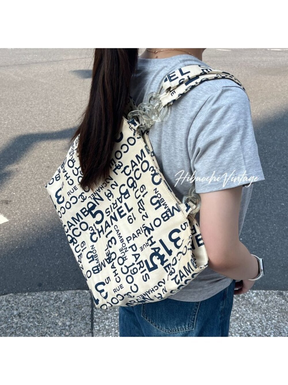 Chanel Logo Mania Typography Tote Canvas Ivory Vintage